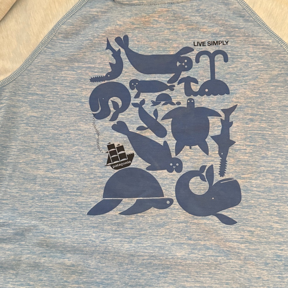 Patagonia Light Blue Kids 3/4 Sleeved Capilene Shirt